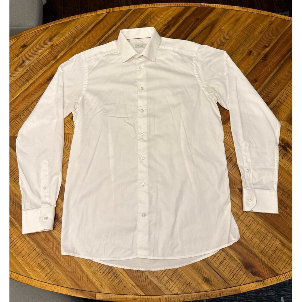Eton Contemporary Fit Dress Shirt Men’s 16.5 White Contrast Placket
